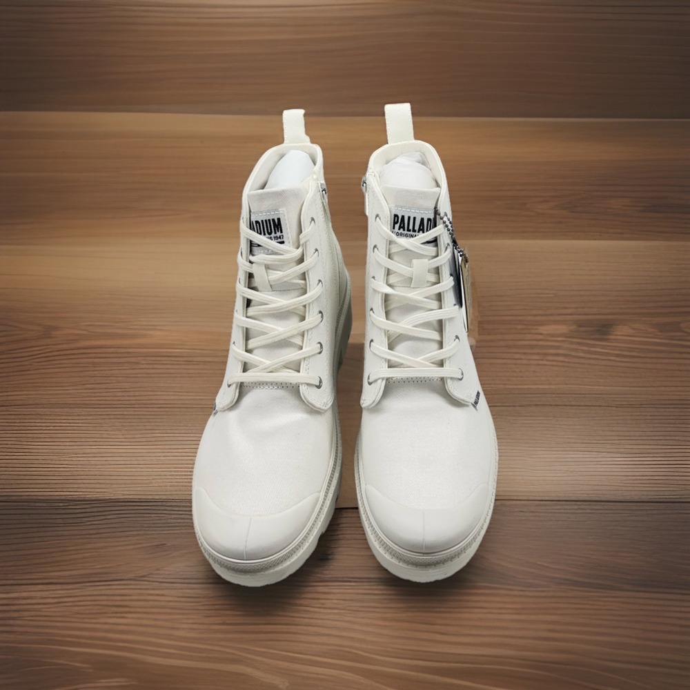 Palladium Pallabase Twill Star White Boots High Tops Women's 8.5 M‎ New 96907